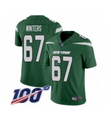 Men's New York Jets #67 Brian Winters Green Team Color Vapor Untouchable Limited Player 100th Season Football Jersey