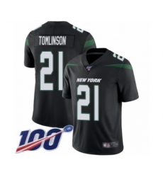 Men's New York Jets #21 LaDainian Tomlinson Black Alternate Vapor Untouchable Limited Player 100th Season Football Jersey