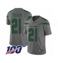 Men's New York Jets #21 LaDainian Tomlinson Limited Gray Inverted Legend 100th Season Football Jersey