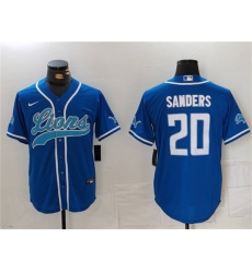 Men's Detroit Lions #20 Barry Sanders Blue Cool Base Stitched Baseball Jersey