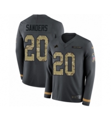 Men's Nike Detroit Lions #20 Barry Sanders Limited Black Salute to Service Therma Long Sleeve NFL Jersey