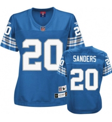 Reebok Detroit Lions #20 Barry Sanders Blue Women's Throwback Team Color Replica Throwback NFL Jersey