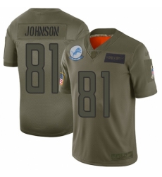 Youth Detroit Lions #81 Calvin Johnson Limited Camo 2019 Salute to Service Football Jersey