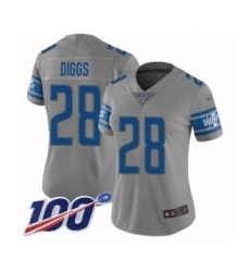 Women's Detroit Lions #28 Quandre Diggs Limited Gray Inverted Legend 100th Season Football Jersey