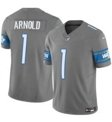 Men's Detroit Lions #1 Terrion Arnold Gray 2024 Draft F.U.S.E. Vapor Untouchable Limited Football Stitched Jersey