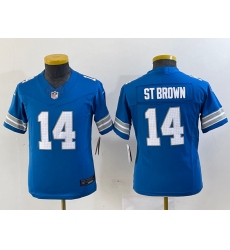 Youth Detroit Lions #14 Amon Ra St Brown Limited Blue 2024 FUSE Vapor Jersey