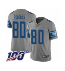 Youth Detroit Lions #80 Michael Roberts Limited Gray Inverted Legend 100th Season Football Jersey
