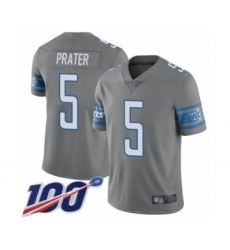 Youth Detroit Lions #5 Matt Prater Limited Steel Rush Vapor Untouchable 100th Season Football Jersey