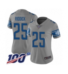 Women's Detroit Lions #25 Theo Riddick Limited Gray Inverted Legend 100th Season Football Jersey