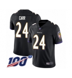 Men's Baltimore Ravens #24 Brandon Carr Black Alternate Vapor Untouchable Limited Player 100th Season Football Jersey