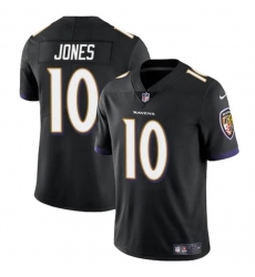 Men's Baltimore Ravens #10 Emory Jones Black Vapor Limited Football Jersey