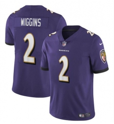 Men's Baltimore Ravens #2 Nate Wiggins Purple 2024 Draft Vapor Limited Football Jersey