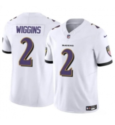 Men's Baltimore Ravens #2 Nate Wiggins White 2024 Draft F.U.S.E. Vapor Limited Football Jersey