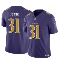 Men's Baltimore Ravens #31 Dalvin Cook Purple 2024 F.U.S.E. Color Rush Vapor Limited Football Stitched Jersey