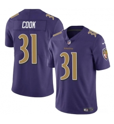 Men's Baltimore Ravens #31 Dalvin Cook Purple Color Rush Vapor Limited Football Stitched Jersey