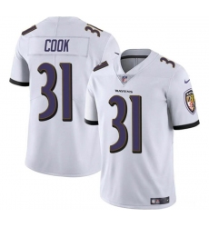 Men's Baltimore Ravens #31 Dalvin Cook White Vapor Limited Football Stitched Jersey