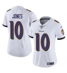 Women's Baltimore Ravens #10 Emory Jones White Vapor Football Jersey(Run Small)