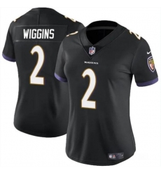 Women's Baltimore Ravens #2 Nate Wiggins Black 2024 Draft Football Jersey(Run Small)