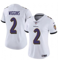 Women's Baltimore Ravens #2 Nate Wiggins White 2024 Draft Football Jersey(Run Small)