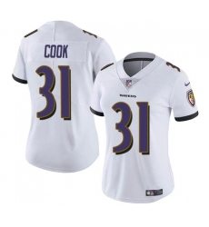 Women's Baltimore Ravens #31 Dalvin Cook White Football Stitched Jersey