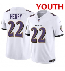 Youth Baltimore Ravens #22 Derrick Henry White 2023 F.U.S.E. Football Stitched Jersey