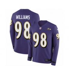 Men's Nike Baltimore Ravens #98 Brandon Williams Limited Purple Therma Long Sleeve NFL Jersey