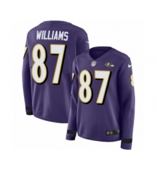 Women's Nike Baltimore Ravens #87 Maxx Williams Limited Purple Therma Long Sleeve NFL Jersey