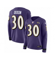 Women's Nike Baltimore Ravens #30 Kenneth Dixon Limited Purple Therma Long Sleeve NFL Jersey
