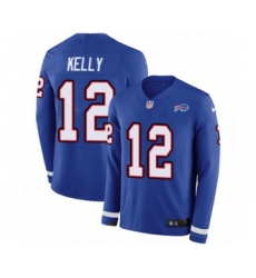 Youth Nike Buffalo Bills #12 Jim Kelly Limited Royal Blue Therma Long Sleeve NFL Jersey