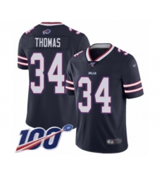 Men's Buffalo Bills #34 Thurman Thomas Limited Navy Blue Inverted Legend 100th Season Football Jersey