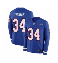 Men's Nike Buffalo Bills #34 Thurman Thomas Limited Royal Blue Therma Long Sleeve NFL Jersey