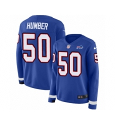 Women's Nike Buffalo Bills #50 Ramon Humber Limited Royal Blue Therma Long Sleeve NFL Jersey