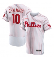 Men's Philadelphia Phillies #10 J.T. Realmuto Nike White 2022 World Series Home Authentic Player Jersey
