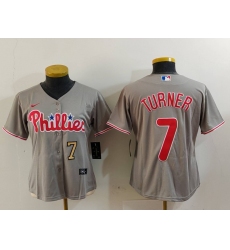 Women's Philadelphia Phillies #7 Trea Turner Grey Stitched Cool Base Nike Jerseys