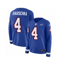 Women's Nike Buffalo Bills #4 Stephen Hauschka Limited Royal Blue Therma Long Sleeve NFL Jersey