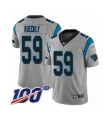 Men's Carolina Panthers #59 Luke Kuechly Silver Inverted Legend Limited 100th Season Football Jersey
