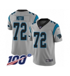 Men's Carolina Panthers #72 Taylor Moton Silver Inverted Legend Limited 100th Season Football Jersey