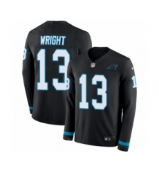 Men's Nike Carolina Panthers #22 Christian McCaffrey Limited Black Therma Long Sleeve NFL Jersey