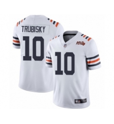 Men's Chicago Bears #10 Mitchell Trubisky White 100th Season Limited Football Jersey