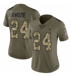 Women's Nike Dallas Cowboys #24 Chidobe Awuzie Limited Olive Camo 2017 Salute to Service NFL Jersey
