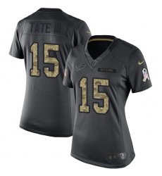 Women's Nike Detroit Lions #15 Golden Tate III Limited Black 2016 Salute to Service NFL Jersey