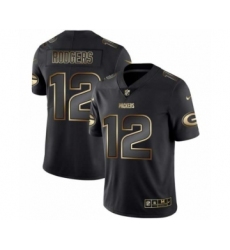 Men Green Bay Packers #12 Aaron Rodgers Black Golden Edition 2019 Vapor Untouchable Limited Jersey