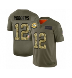 Men's Green Bay Packers #12 Aaron Rodgers 2019 Olive Camo Salute to Service Limited Jersey
