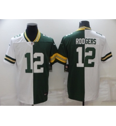 Men's Green Bay Packers #12 Aaron Rodgers Green White Limited Split Fashion Football Jersey