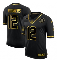 Men's Green Bay Packers #12 Aaron Rodgers Olive Gold Nike 2020 Salute To Service Limited Jersey