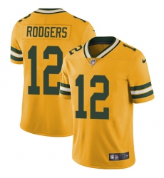 Men's Nike Green Bay Packers #12 Aaron Rodgers Limited Gold Rush Vapor Untouchable NFL Jersey