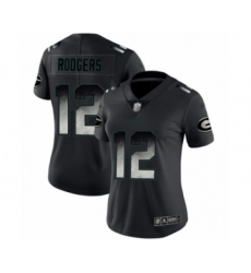 Women's Green Bay Packers #12 Aaron Rodgers Limited Black Smoke Fashion Limited Football Jersey