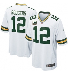 Youth Nike Green Bay Packers #12 Aaron Rodgers Elite White C Patch NFL Jersey