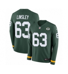 Youth Nike Green Bay Packers #63 Corey Linsley Limited Green Therma Long Sleeve NFL Jersey