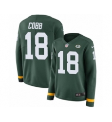 Women's Nike Green Bay Packers #18 Randall Cobb Limited Green Therma Long Sleeve NFL Jersey
